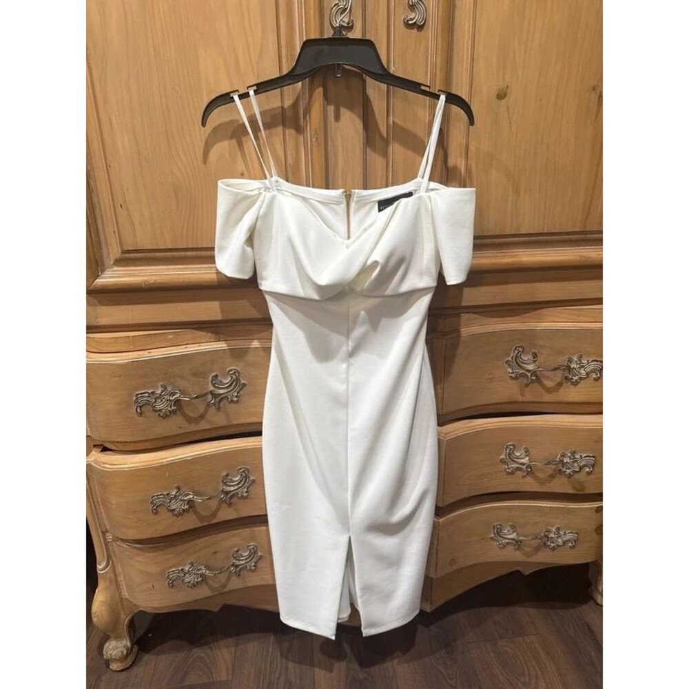 Betsy & Adam Strapless white cocktail dress